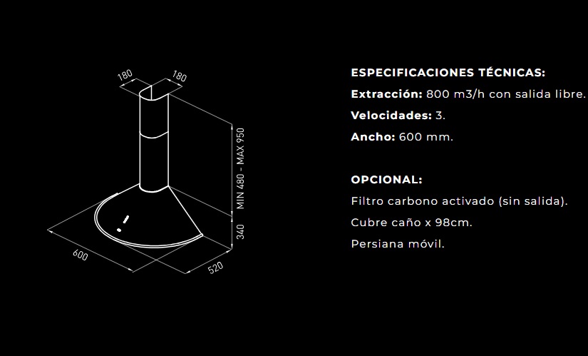 CAMPANA CIRCULAR 60CM - A-3V -  TST