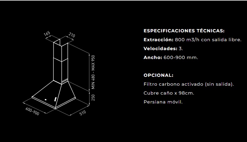 CAMPANA TRAFUL 75CM A-3V - TST [320-75]