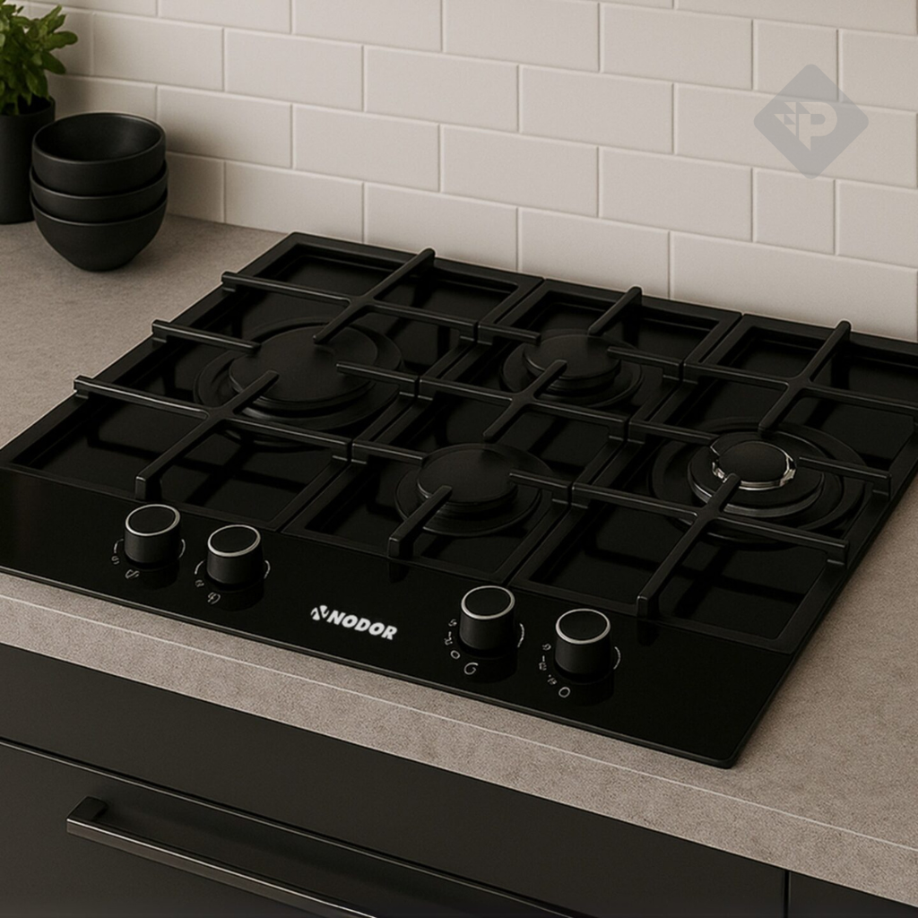 ANAFE A GAS VIDRIO TEMPLADO DE 4 ZONAS NEGRO DE 60cm - NODOR [GH6040GBK]