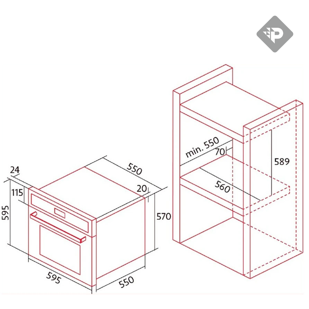 HORNO ELECTRICO MULTIFUNCION 67lts NEGRO DE 60CM - NODOR [MO6800DB]