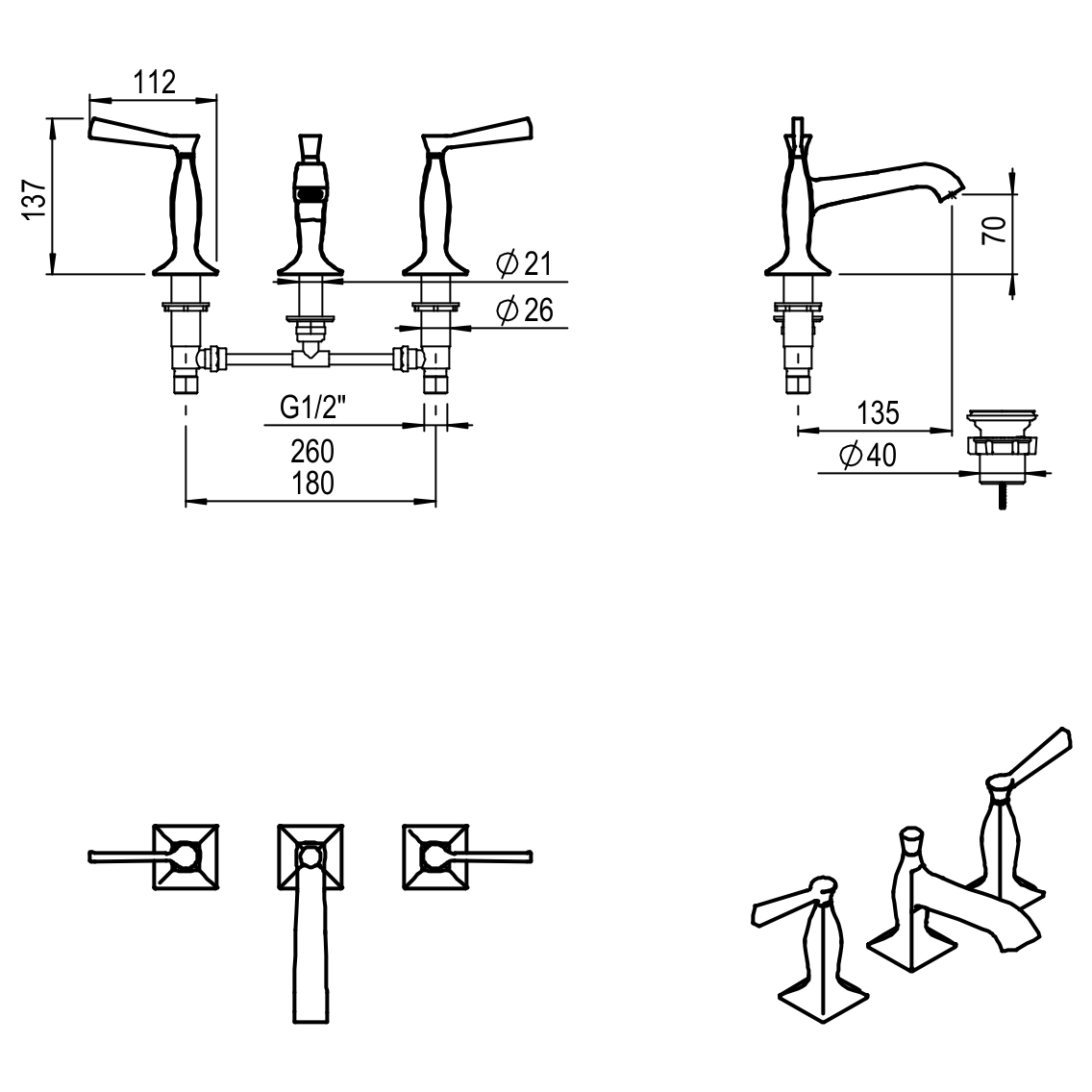 GRIFERIA LAVATORIO NEW CASTLE ETS LEVER HIDROMET - BLACK - 10 AÑOS DE GARANTIA