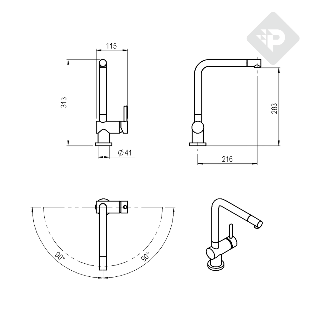 GRIFERIA MONOCOMANDO COCINA JOCKEY HIDROMET - PICO RECTO - WHITE - 10 AÑOS DE GARANTIA