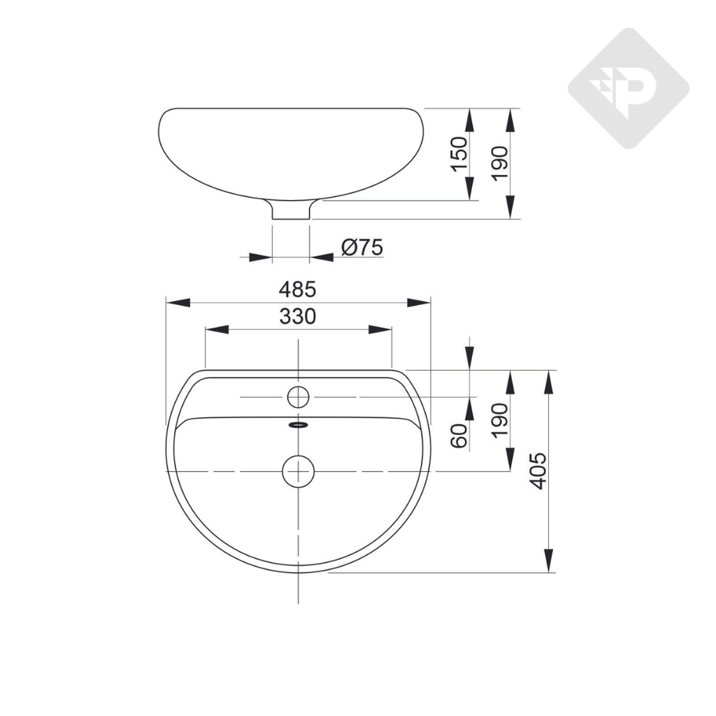 LAVATORIO BACHA COLUMNA GARDA 1 AGUJERO PIAZZA SANITARIOS