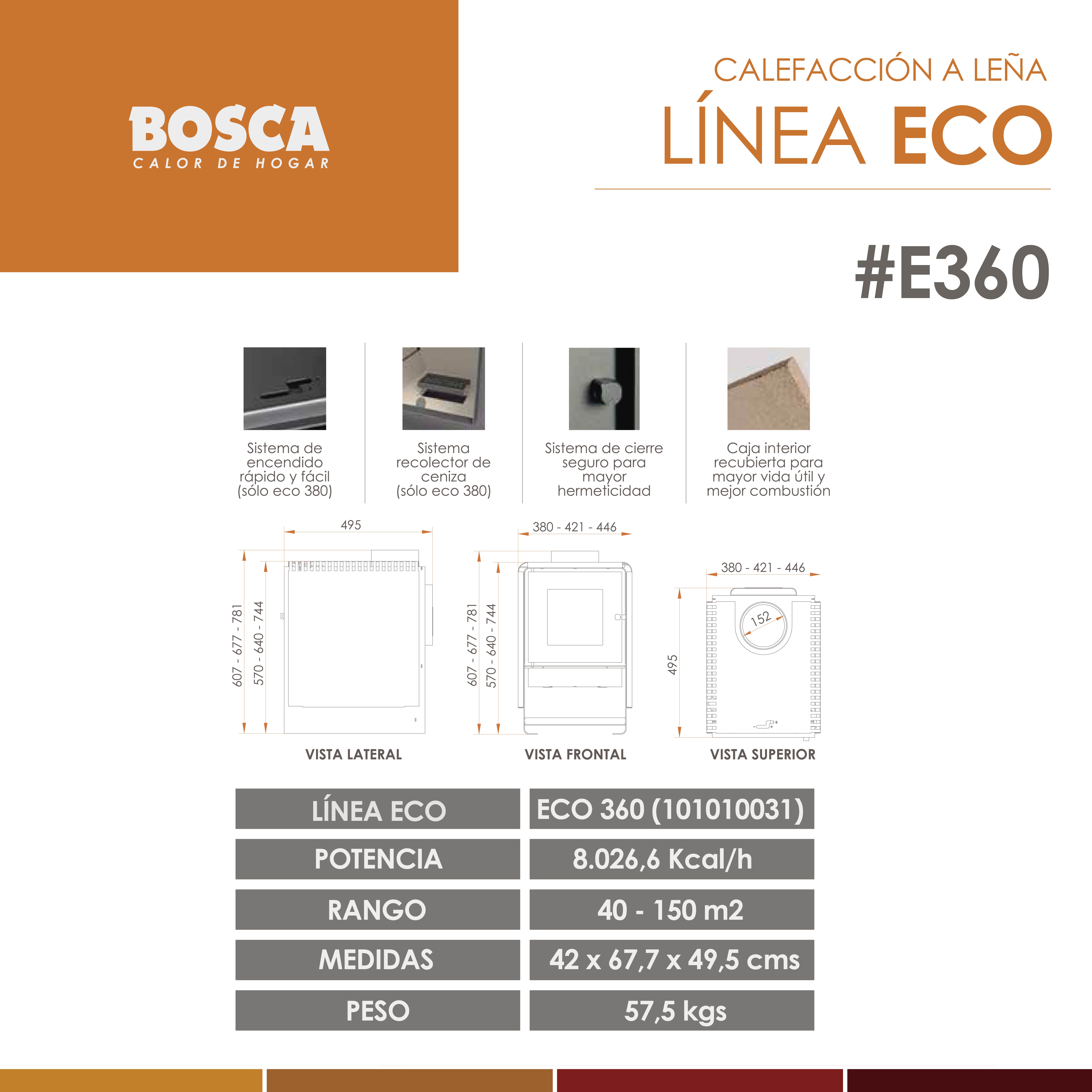 SALAMANDRA BOSCA ECO 360 - ESTUFA A LEÑA - 8.100 Kcal/h