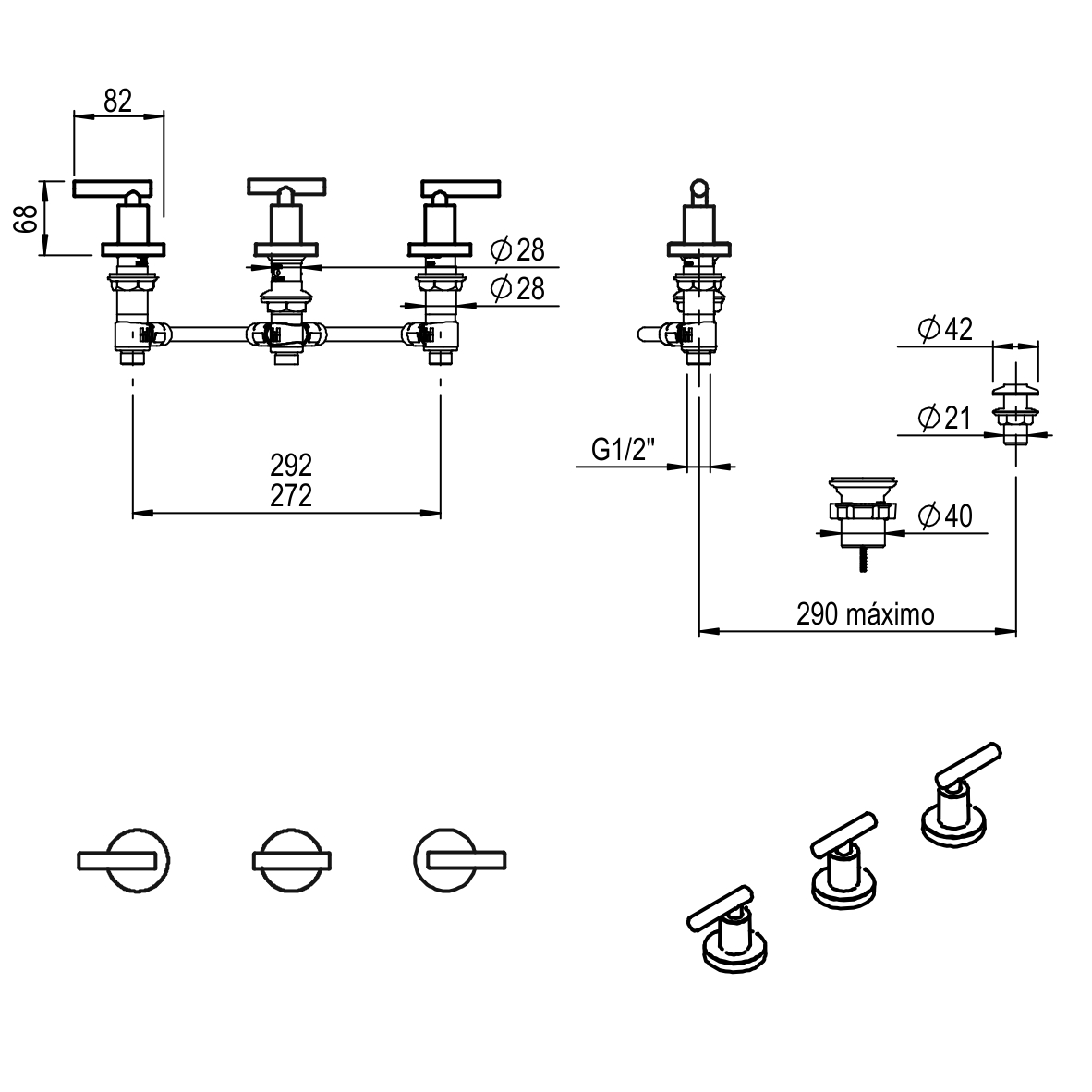 GRIFERIA BIDET SUN LEVER HIDROMET - BLACK - 10 AÑOS DE GARANTIA [4507NEGR]