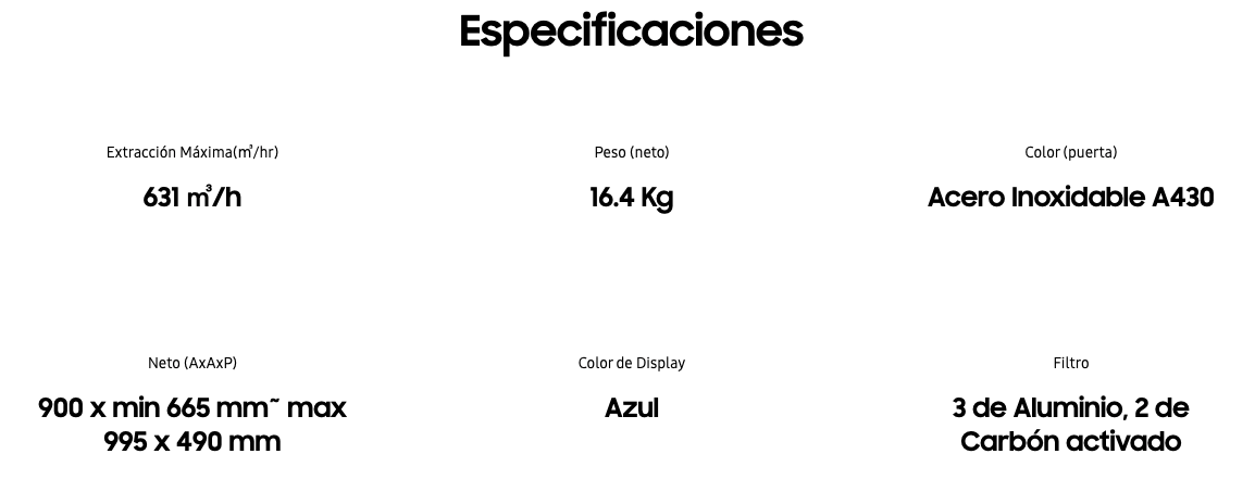 CAMPANA DE COCINA SAMSUNG - 90 CENTIMETROS