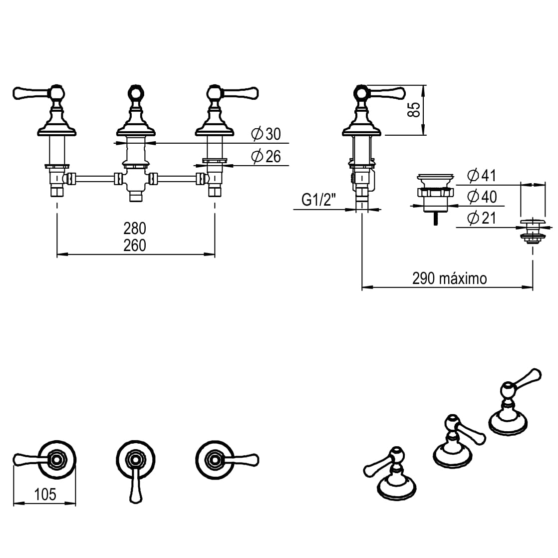 GRIFERIA BICOMANDO BIDET BEVERLY LEVER CROMO HIDROMET – 10 AÑOS DE GARANTÍA [00407CRCR]
