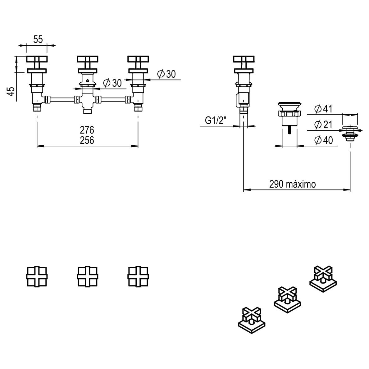 GRIFERIA BICOMANDO BIDET BLOCK CRUZ BLACK HIDROMET – 10 AÑOS DE GARANTÍA [03402NEGR]