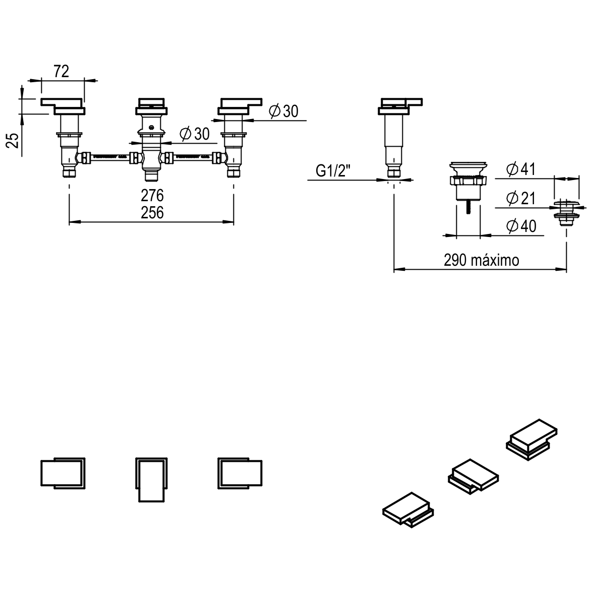 GRIFERIA BICOMANDO BIDET BLOCK PLANE BLACK HIDROMET – 10 AÑOS DE GARANTÍA [34007NEGR]