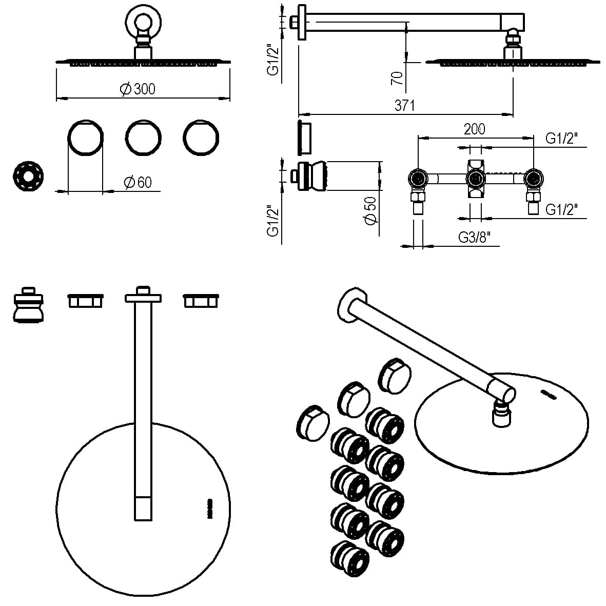 GRIFERIA BICOMANDO DUCHA 2 VIAS CON TRANSFERENCIA CON ESCOCESA LUXURY CROMO HIDROMET – 10 AÑOS DE GARANTÍA [15067CRCR]
