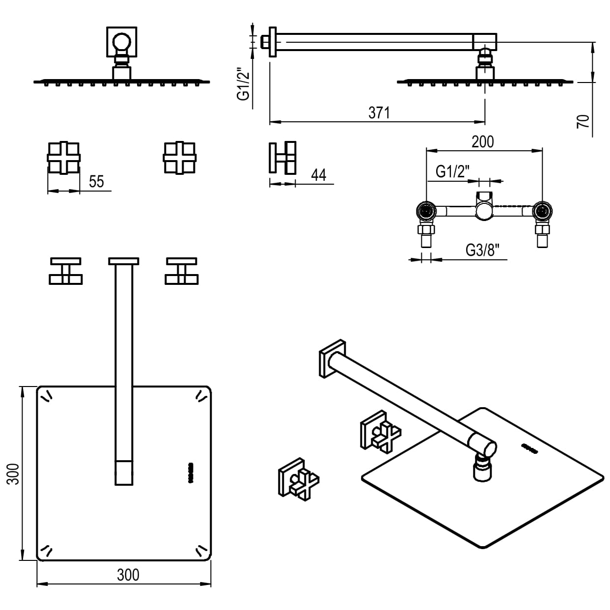 GRIFERIA BICOMANDO DUCHA SIN TRANSFERENCIA BLOCK CRUZ CROMO HIDROMET – 10 AÑOS DE GARANTÍA [03404CRCR]