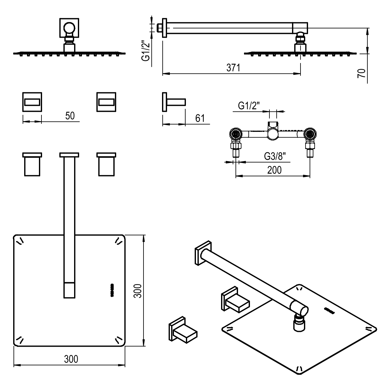 GRIFERIA BICOMANDO DUCHA SIN TRANSFERENCIA BLOCK UP BLACK HIDROMET – 10 AÑOS DE GARANTÍA [34004NEGR]