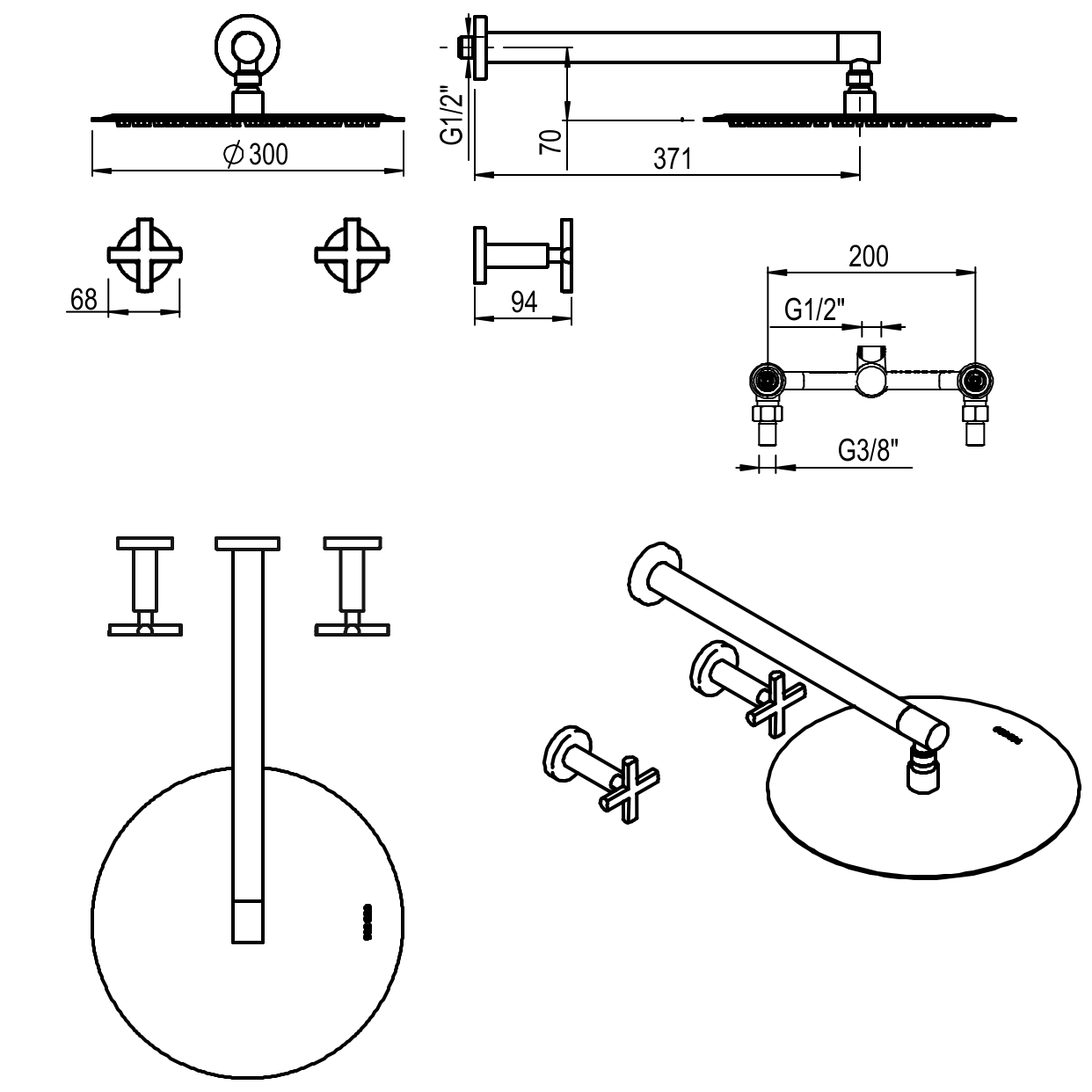 GRIFERIA BICOMANDO DUCHA SIN TRANSFERENCIA FLAT CRUZ CROMO HIDROMET – 10 AÑOS DE GARANTÍA [84104CRCR]