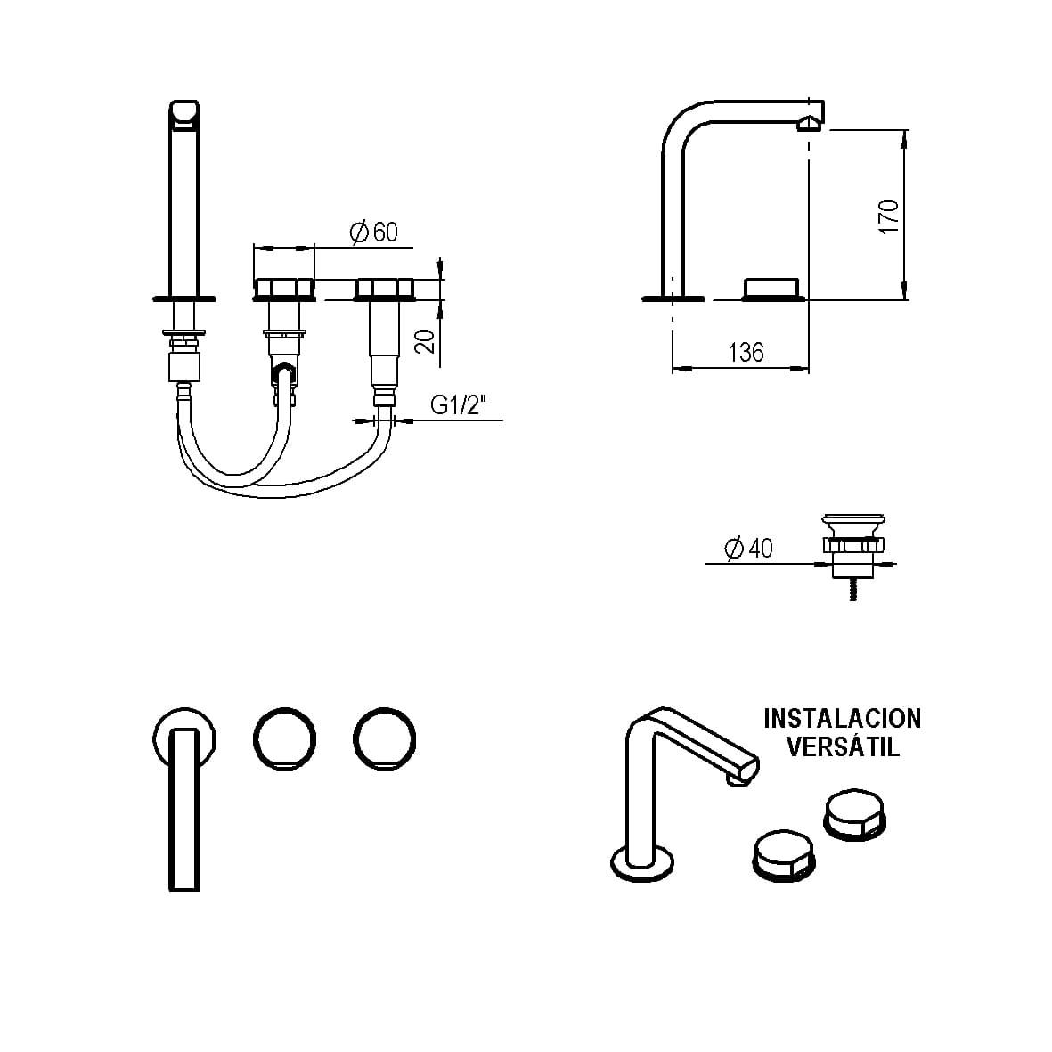 GRIFERIA BICOMANDO LAVATORIO DIRECCIONABLE LUXURY CROMO HIDROMET – 10 AÑOS DE GARANTÍA [15019CRCR]