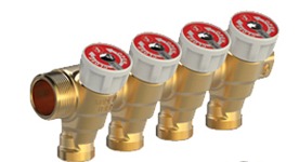 COLECTOR MODULAR CON VÁLVULAS DE CORTE Y VOLANTES MANUALES 3/4" x 16 - 3 CIRCUITOS - R585CY023 GIACOMINI - LNA