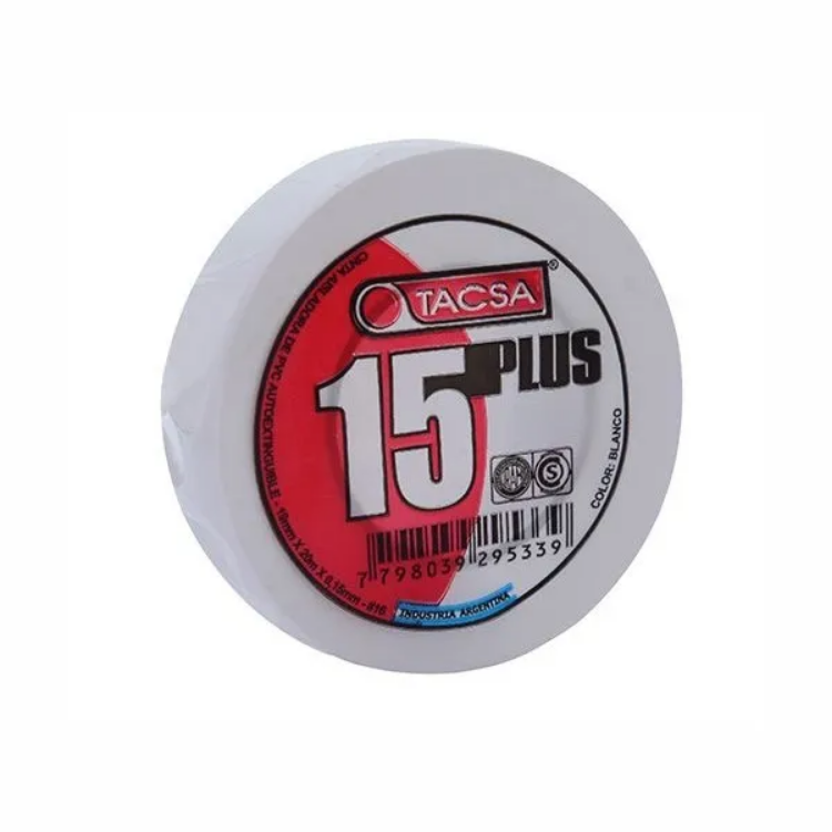 CINTA AISLADORA TACSA 15 PLUS  BLANCA X 10 MTS [300100]
