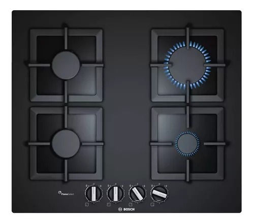 ANAFE A GAS 4 HORNALLAS NEGRO CON PARRILLAS DE HIERRO - BOSCH [PPP6A6B20]