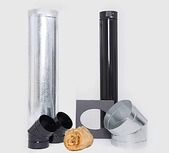 KIT COMPLEMENTO PARED 6" ENLOZADO: 1 Conducto 6" + par de codos 6"+ 1 codo galvanizado 10" + tapa pared + 1 encamisado 10" + 1 lana de vidrio. - TROMEN - [05-000-226]