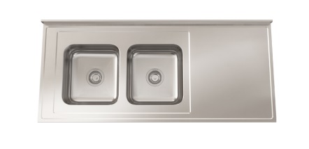 MESADA CON PILETA C37 200CM- SOPAPA CESTILLO ACERO - JOHNSON [Mesada 200 con]