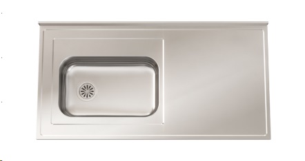 MESADA CON PILETA ZZ52 140CM- SOPAPA AMERICANA - ACERO 430  - JOHNSON [Mesada 140 con]