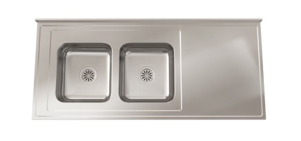 MESADA CON PILETA CC37 160CM - SOPAPA AMERICANA - ACERO 430 - JOHNSON [Mesada 160 con]