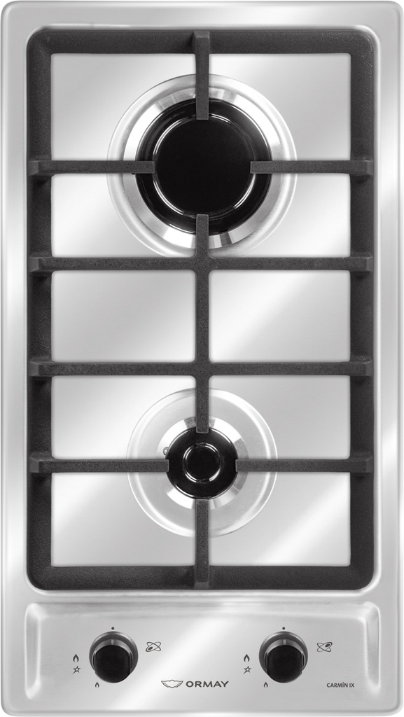 ANAFE MULTIGAS 2 HORNALLAS CON REJILLAS DE FUNDICIÓN  - EFICIENCIA ENERGÉNITCA A+ - ENCENDIDO AUTOMÁTICO - ACERO INOXIDABLE- ORMAY [CARMIN IX]