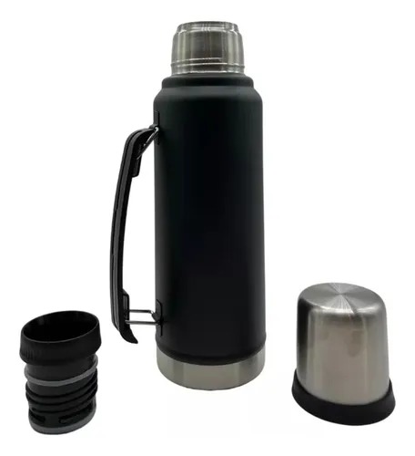 TERMO 1lt NEGRO CON TAPON CEBADOR - CUSTER