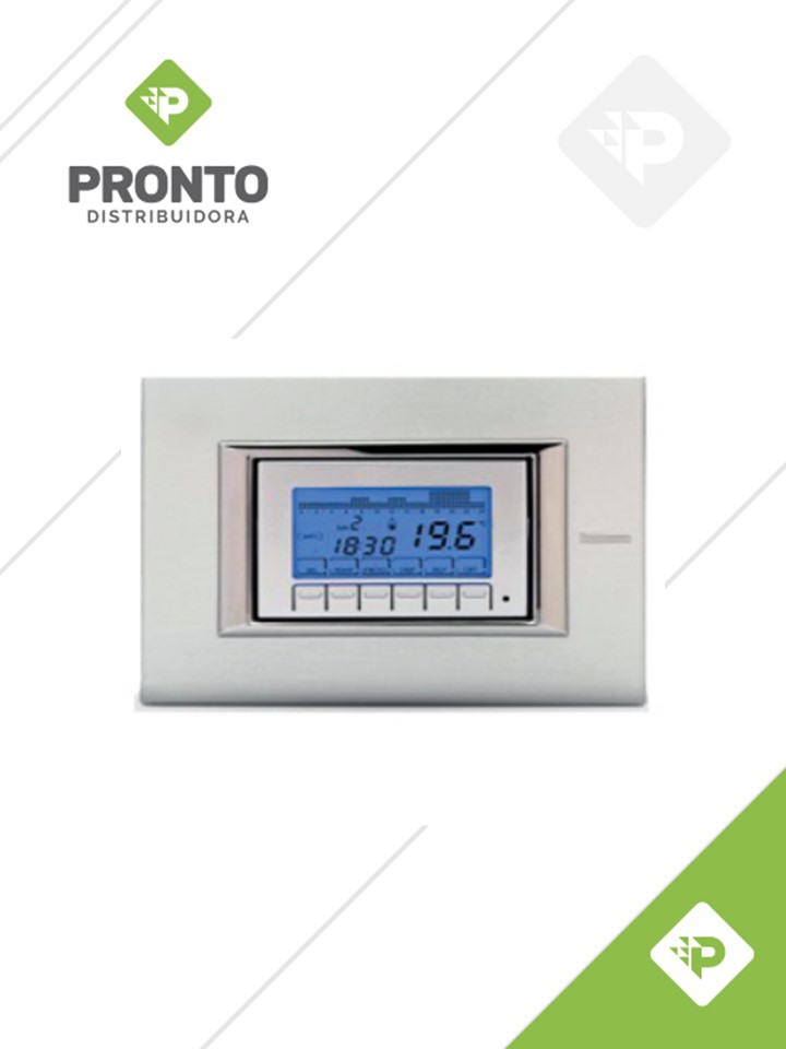 CRONOTERMOSTATO AMBIENTE SEMANAL, INSTALACIÓN EMPOTRADA EN CAJA DE 3 MÓDULOS ALIMENTACION 2 PILAS AAA COD. K490IY002 GIACOMINI (REZAGO) - LA