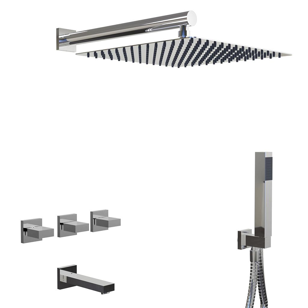 GRIFERÍA DUCHA 3 VIAS BICOMANDO CON TRANSFERENCIA Y DUCHADOR BLOCK UP CROMO - HIDROMET - 10 AÑOS DE GARANTÍA [34005CRCR]