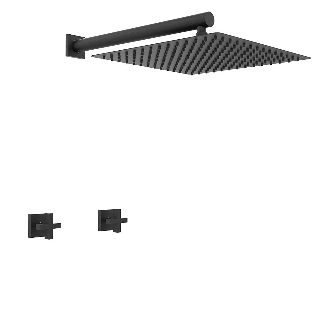 GRIFERÍA DUCHA BICOMANDO SIN TRANSFERENCIA BLOCK CRUZ NEGRO - HIDROMET - 10 AÑOS DE GARANTÍA [03404NEGR]