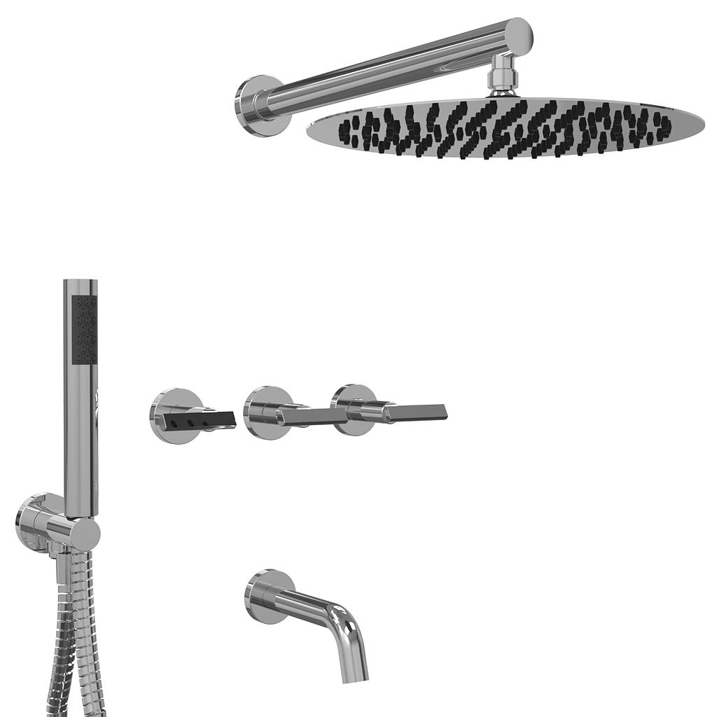 GRIFERÍA DUCHA 3 VIAS BICOMANDO CON TRANSFERENCIA Y DUCHADOR FLAT LEVER CROMO - HIDROMET - 10 AÑOS DE GARANTÍA [84110CRCR]