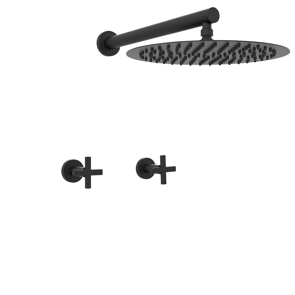 GRIFERÍA DUCHA BICOMANDO SIN TRANSFERENCIA FLAT CRUZ NEGRO - HIDROMET - 10 AÑOS DE GARANTÍA [84104NEGR]