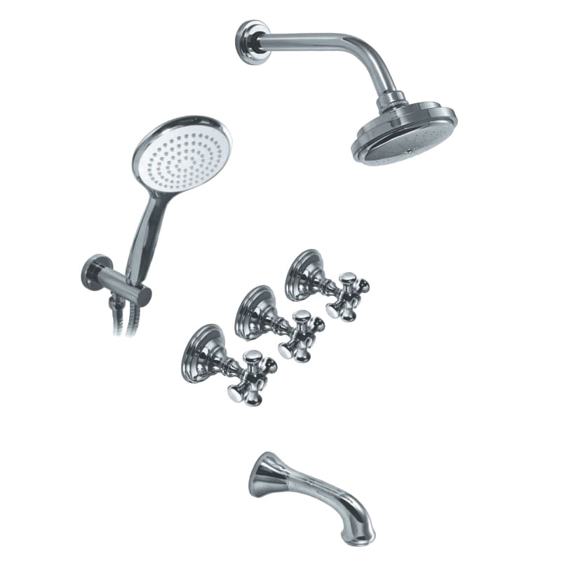 GRIFERÍA DUCHA 3 VIAS BICOMANDO CON DUCHADOR BEVERLY CRUZ CROMO - HIDROMET - 10 AÑOS DE GARANTÍA [00405CRCR]