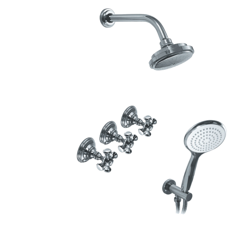 GRIFERÍA DUCHA 2 VIAS BICOMANDO CON TRANSFERENCIA Y DUCHADOR BEVERLY CRUZ CROMO - HIDROMET - 10 AÑOS DE GARANTÍA [00463CRCR]