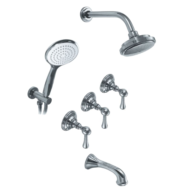 GRIFERÍA DUCHA 3 VIAS BICOMANDO CON DUCHADOR BEVERLY LEVER CROMO - HIDROMET - 10 AÑOS DE GARANTÍA [00410CRCR]