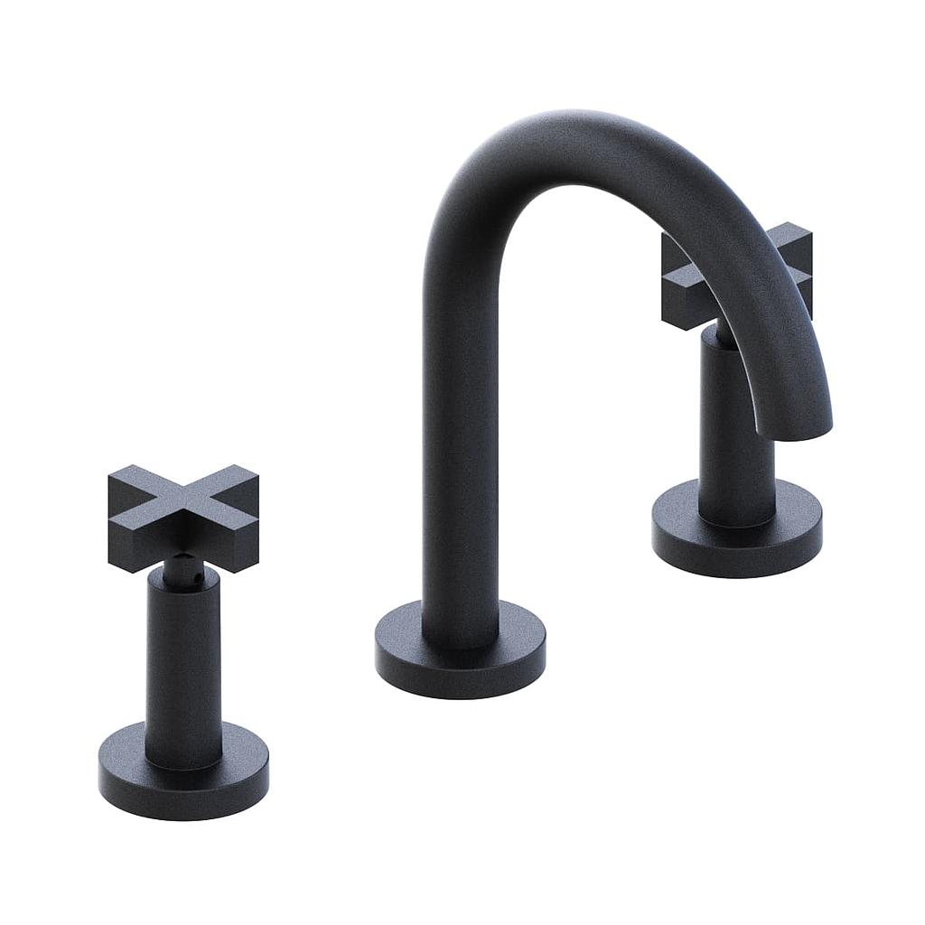 GRIFERÍA LAVATORIO BICOMANDO LOOK CRUZ NEGRO - HIDROMET - 10 AÑOS DE GARANTÍA [31101NEGR]