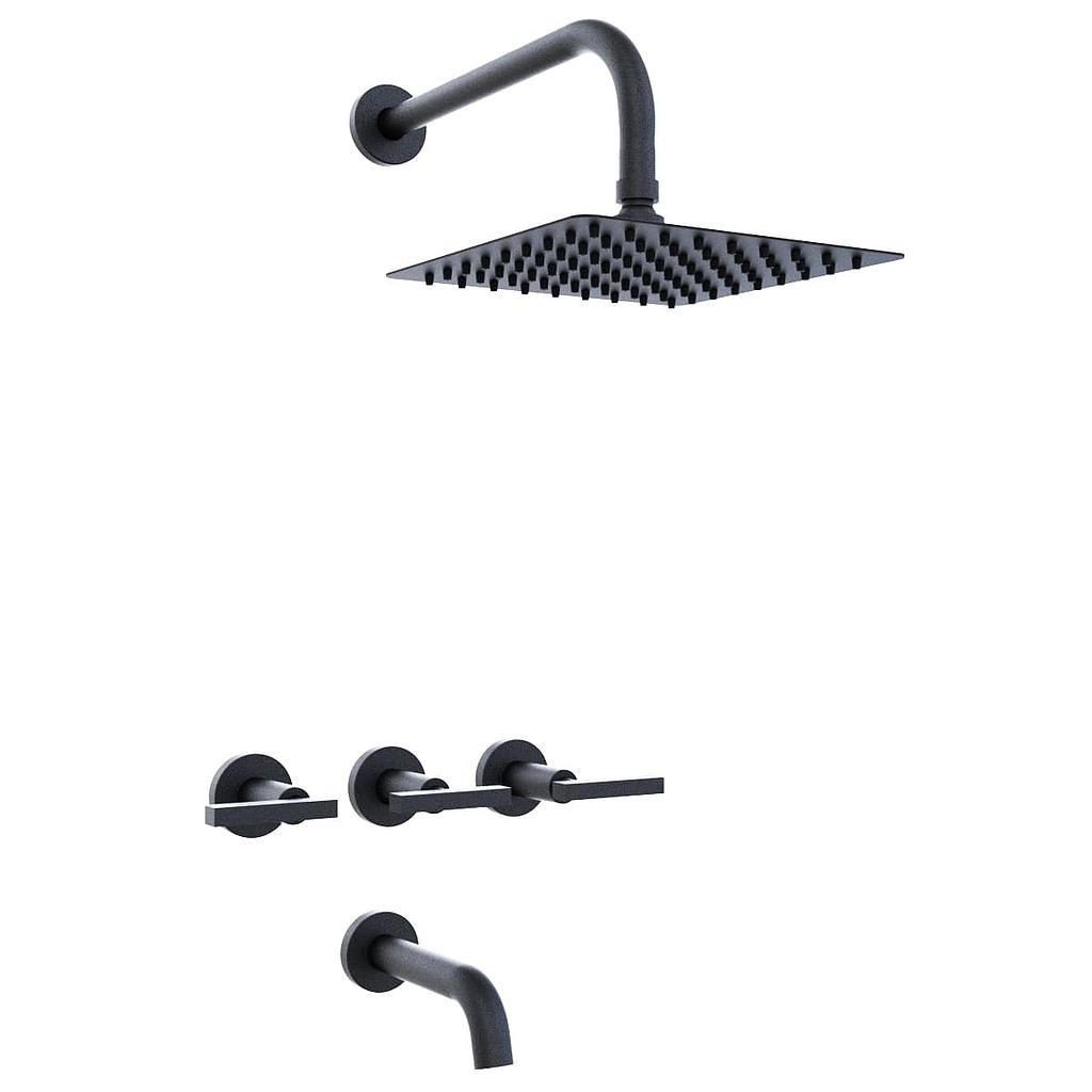 GRIFERÍA DUCHA BICOMANDO CON TRANSFERENCIA LOOK LEVER NEGRO - HIDROMET - 10 AÑOS DE GARANTÍA [31108NEGR]