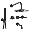 GRIFERÍA DUCHA 3 VIAS BICOMANDO CON DUCHADOR SUN LEVER NEGRO - HIDROMET - 10 AÑOS DE GARANTÍA [04510NEGR]