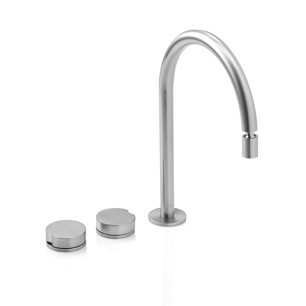 GRIFERÍA BICOMANDO CIERRE CERAMICO LOUNGE LAVATORIO MESADA ACABADO STEEL  - DISCONTINUO - PIAZZA [22601ST]