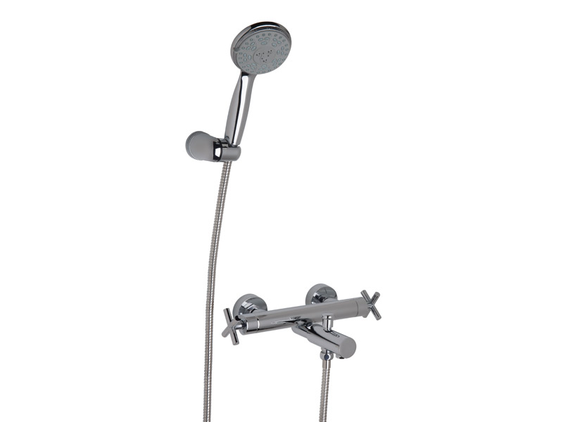 GRIFERÍA BICOMANDO CIERRE CERAMICO NOVARA BAÑERA EXTERIOR CON DUCHADOR CROMO PIAZZA [21008]