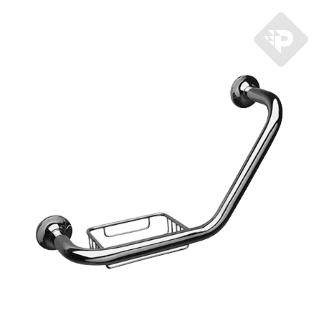 ACCESORIO AGARRADERA ANGULAR CON JABONERA CROMO PIAZZA [C5009]