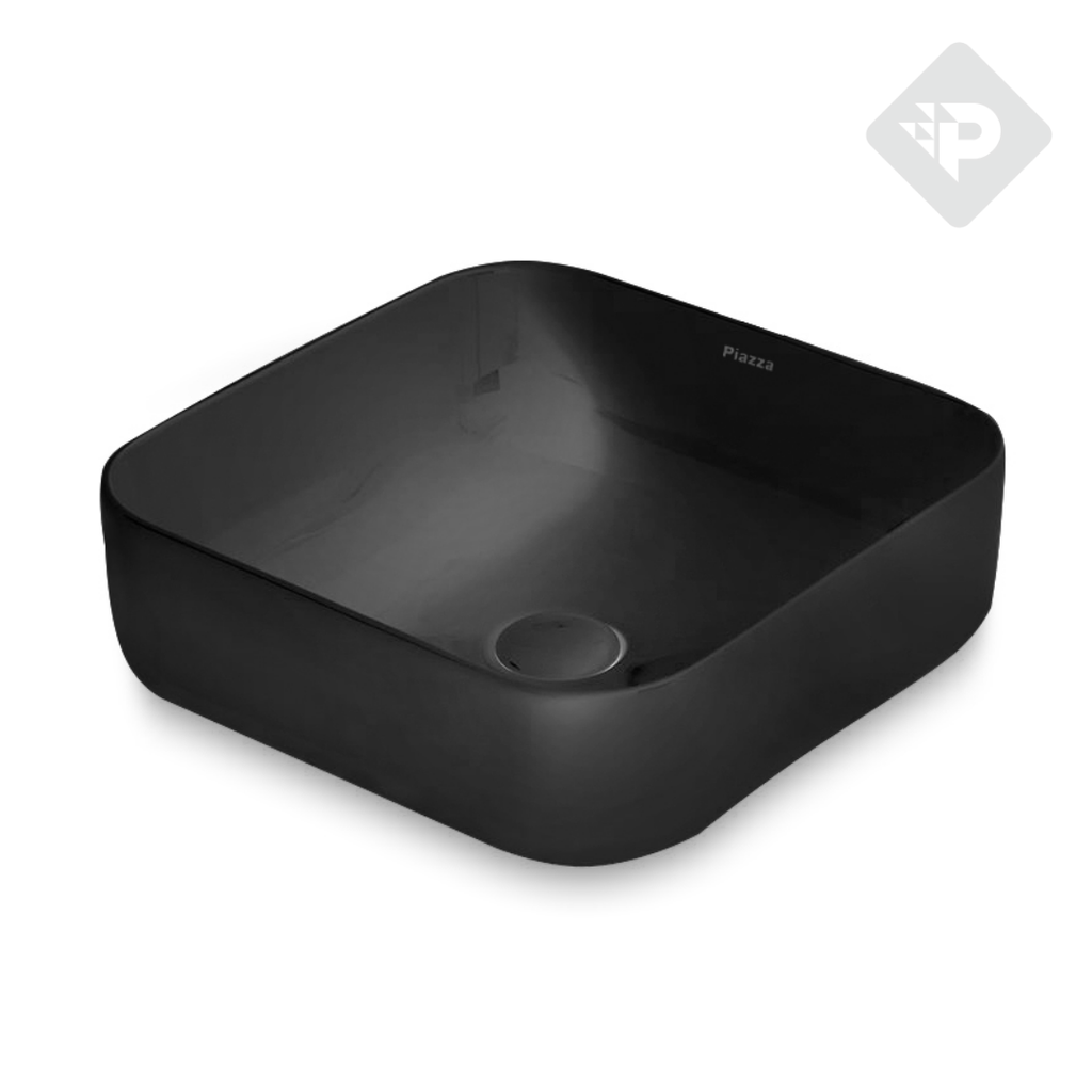 BACHA APOYO CUADRADA - LAVATORIO PILETA BAÑO -  NEGRO - PIAZZA [A423NE]