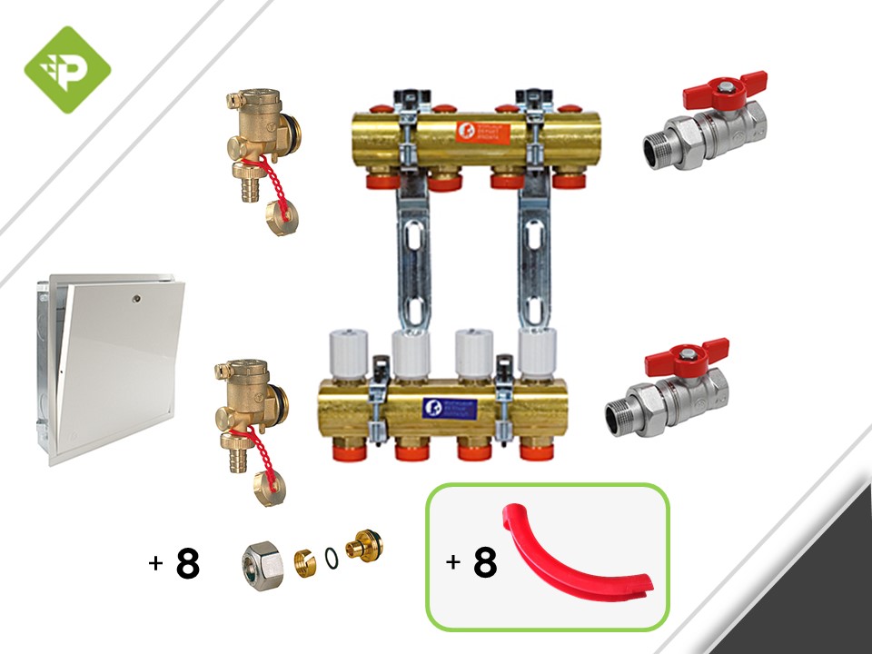 PACK COLECTOR COMPLETO 4 CIRCUITOS - GIACOMINI - CON GABINETE Y CURVATUBO ECONOMICO