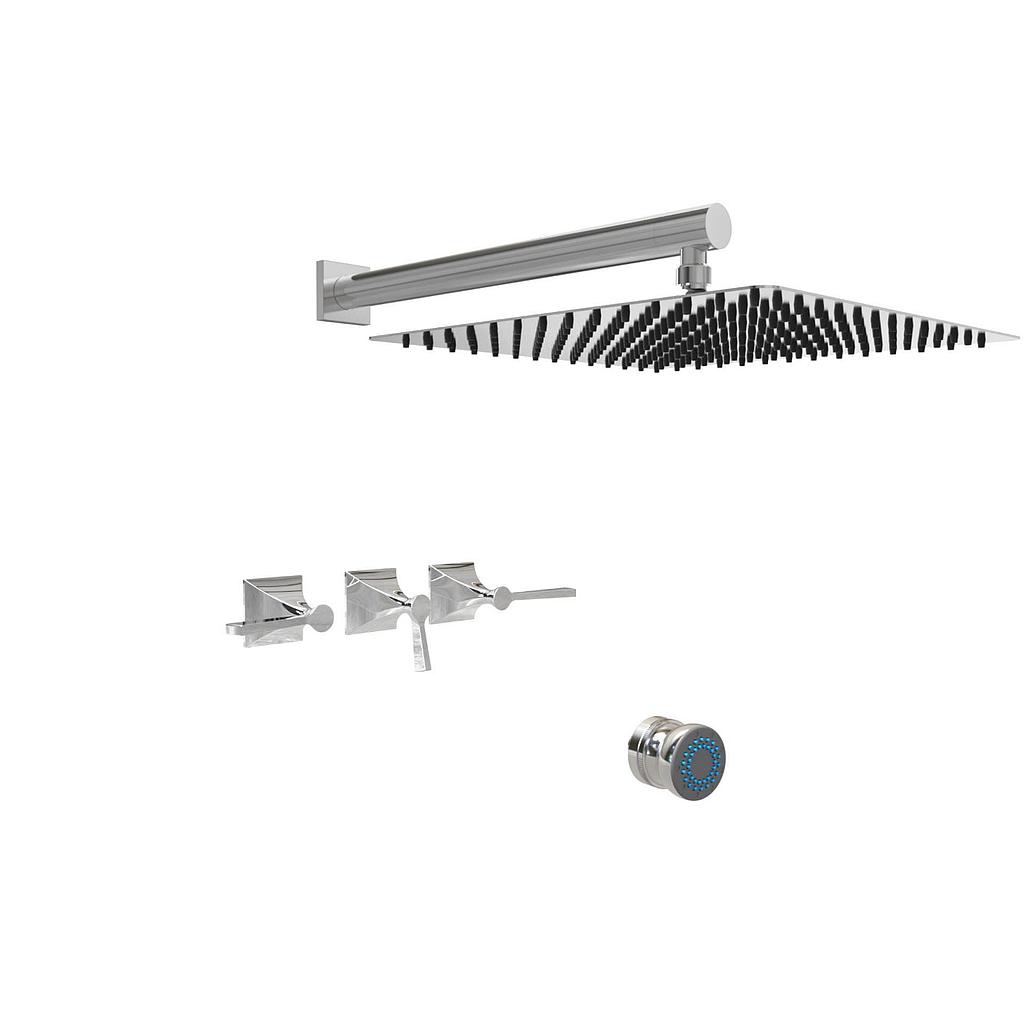 GRIFERÍA DUCHA 2 VIAS BICOMANDO CON TRANSFERENCIA Y ESCOCESA NEW CASTLE ETS CRUZ BLANCO - HIDROMET - 10 AÑOS DE GARANTÍA [51057BLBL]
