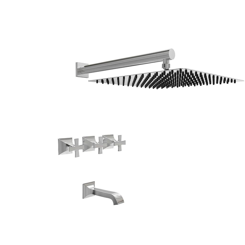 [26340] GRIFERÍA DUCHA BICOMANDO CON TRANSFERENCIA NEW CASTLE ETS CRUZ BLANCO - HIDROMET - 10 AÑOS DE GARANTÍA [51003BLBL]