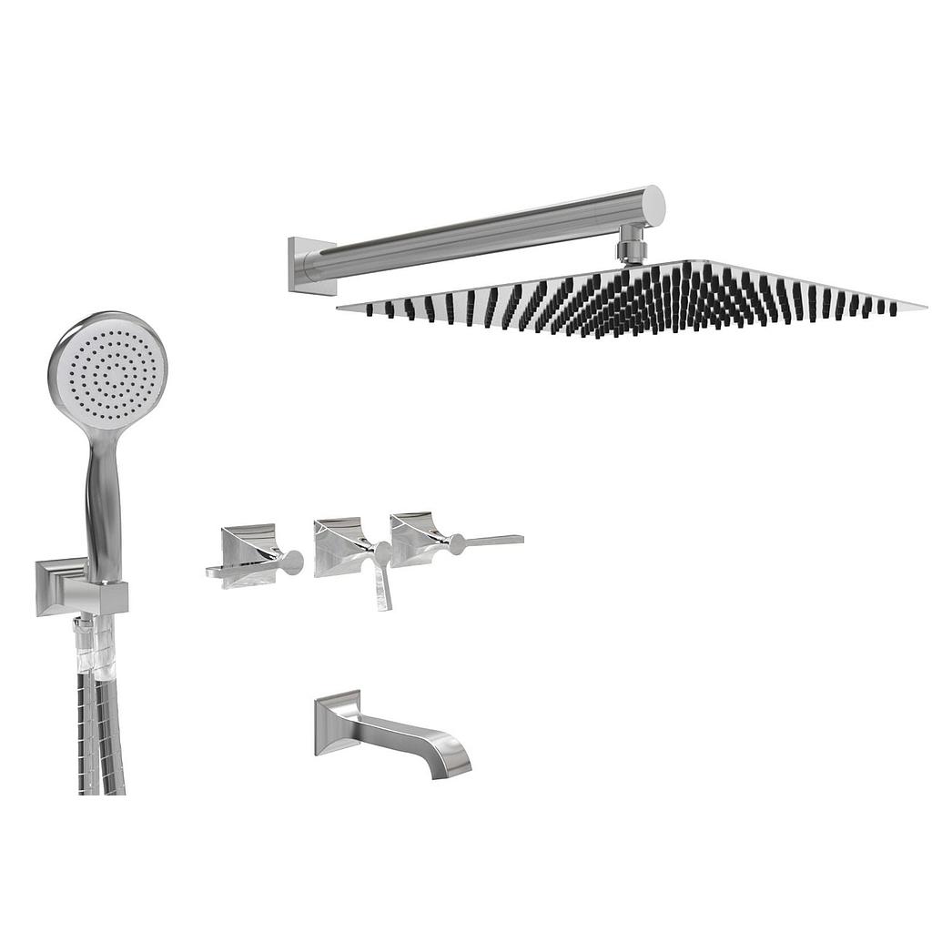 [26353] GRIFERÍA DUCHA 3 VIAS BICOMANDO CON DUCHADOR NEW CASTLE ETS LEVER BLANCO - HIDROMET - 10 AÑOS DE GARANTÍA [51010BLBL]