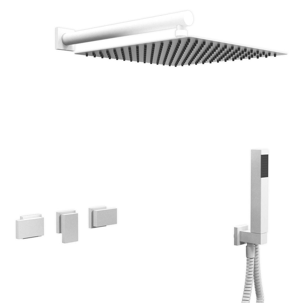[26385] GRIFERÍA DUCHA 2 VIAS BICOMANDO CON TRANSFERENCIA Y DUCHADOR BLOCK PLANE BLANCO - HIDROMET - 10 AÑOS DE GARANTÍA [34053BLBL]