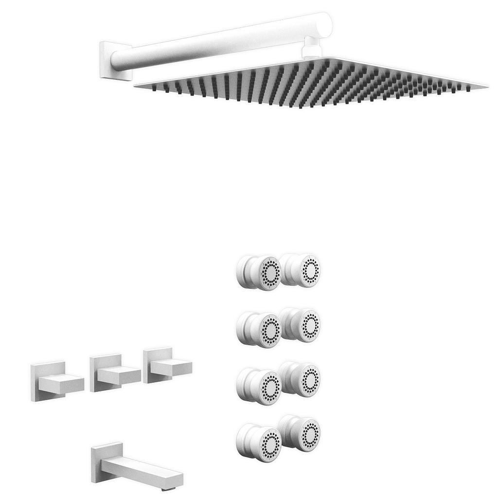 [26407] GRIFERÍA DUCHA 3 VIAS BICOMANDO CON TRANSFERENCIA Y ESCOCESA BLOCK UP BLANCO - HIDROMET - 10 AÑOS DE GARANTÍA [34045BLBL]