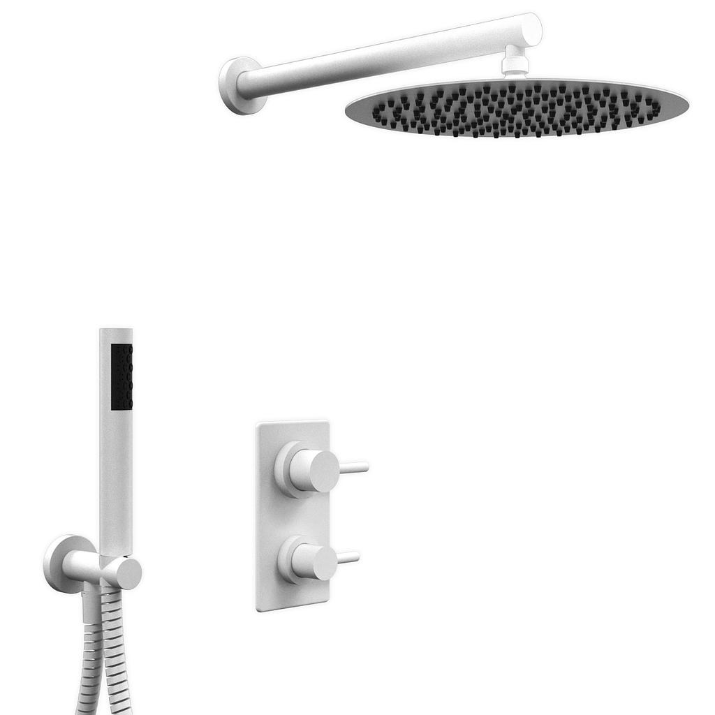 [26498] GRIFERÍA DUCHA 2 VIAS MONOCOMANDO CON LLUVIA Y DUCHADOR ONE BLANCO - HIDROMET - 10 AÑOS DE GARANTÍA [3012BLBL]