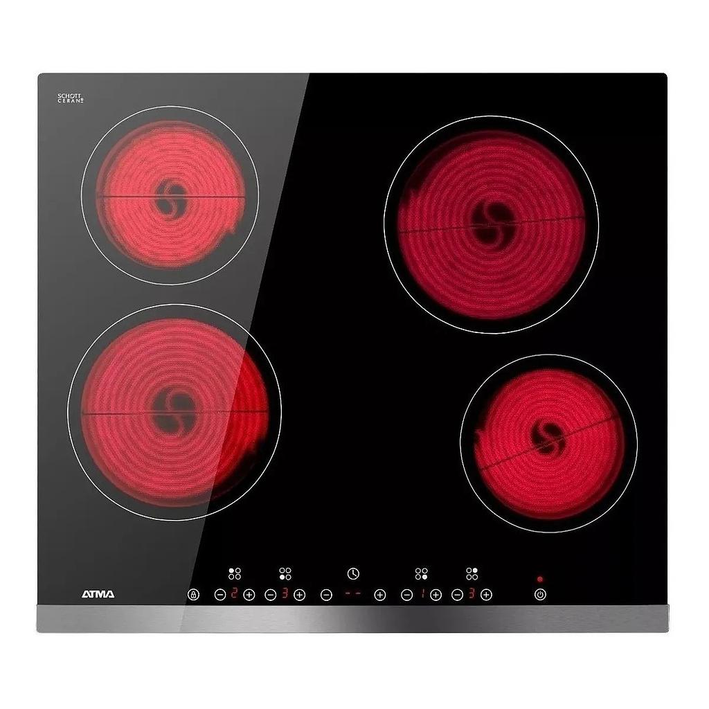 [27180] ANAFE VITROCERÁMICO RADIANTE CAE3040V 4 HORNALLAS NEGRO - ATMA [94CAE3040V]